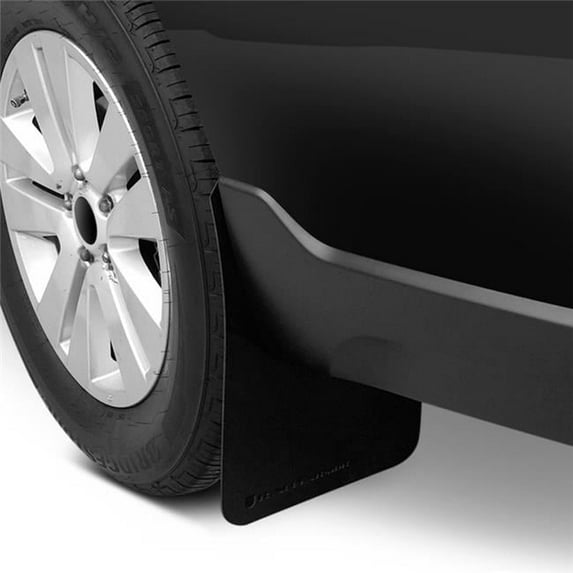 Rally Armor Longer Universal Fitment Basic Plus Black Mud Flap with Black Logo