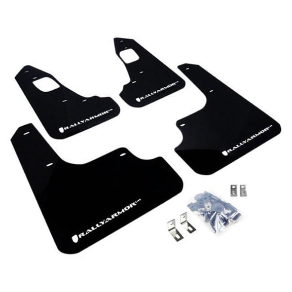 Rally Armor MF10-UR-BLK-WH UR Black Mud Flap with White Logo for 2008plus Mitsubishi Evolution X