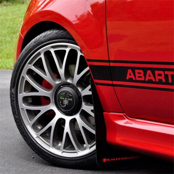 Rally Armor MF25-UR-BLK-RD Black Mud Flap with Red Logo for 12 Plus Fiat 500 - Black with Red