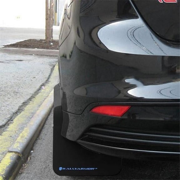 Rally Armor MF27-UR-BLK-NB Urethane Black Mud Flap with Nitrous Blue Logo for 2013-2016 Ford Focus ST