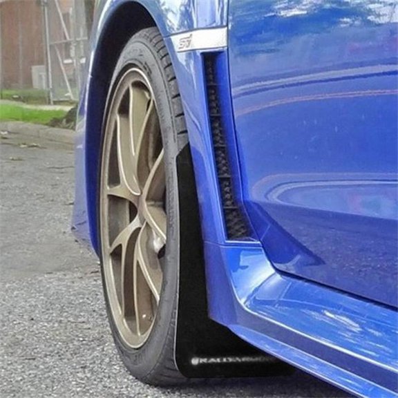 Rally Armor MF32-UR-BLK-WH UR Series Black Mud Flap with White Logo for 2015 Plus Subaru WRX & STi Sedan
