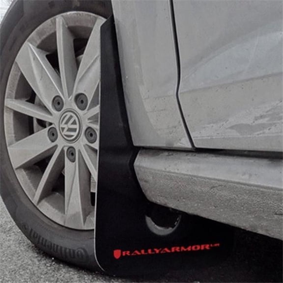 Rally Armor MF37-UR-BLK-RD Urethane Black Mud Flap with Red Logo for 2015-Up VW Golf-GTI-TSI