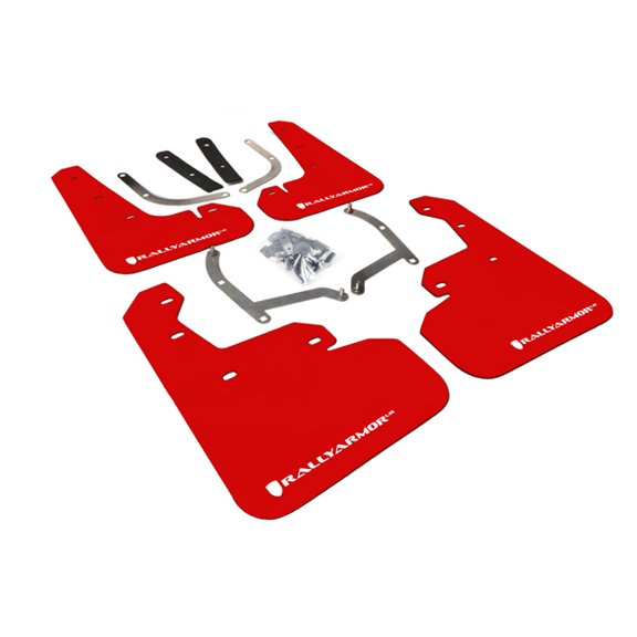 Rally Armor Red Mud Flap White Logo for 2017+ Subaru Impreza 4D/5D