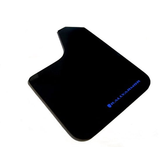 Rally Armor Universal fitment (no hardware) Basic Black Mud Flap w/Blue Logo