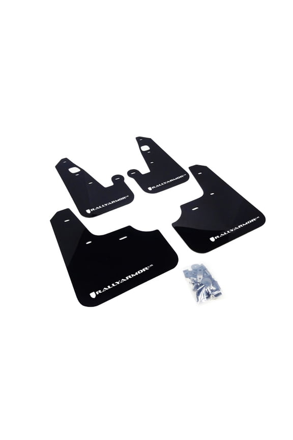for 2007+ Mitsubishi Lancer UR Black Mud Flap w/ White Logo