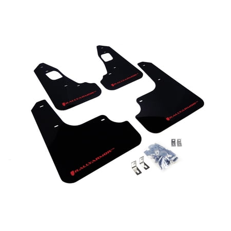Rally Armor for 2008+ Mitsubishi EVO X UR Black Mud Flap w/ Red Logo