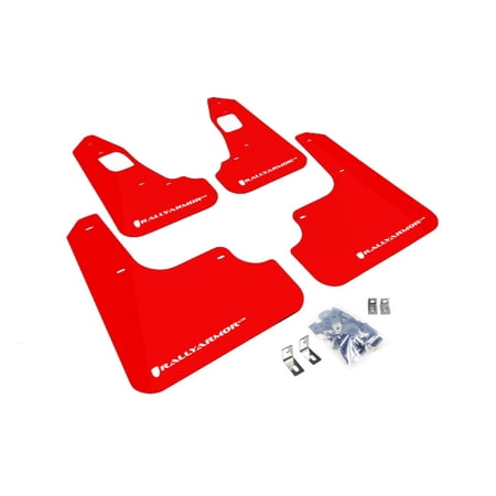 Rally Armor for 2008+ Mitsubishi EVO X UR Red Mud Flap w/ White Logo
