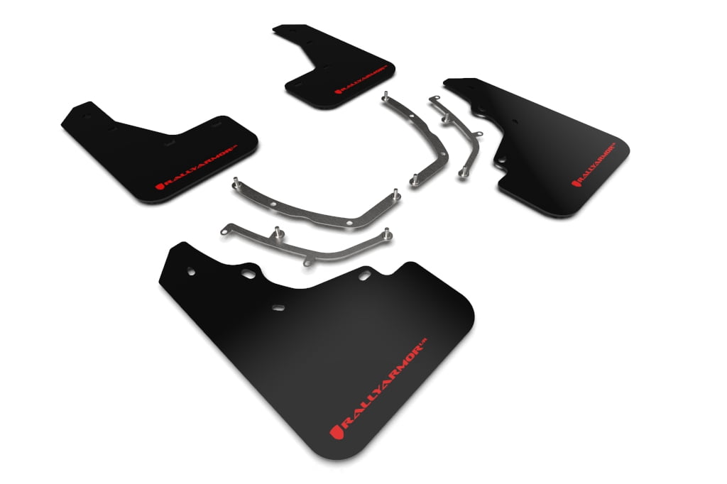 Rally Armor UR Mud Flaps For 2017-18 Honda Civic Type R - Black With Dark Grey Logo, No Drill Install