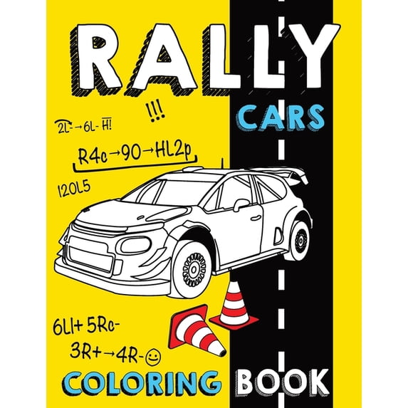 Rally Cars Coloring Book: 28 Illustrations Rally Car With Background For Color (Paperback)