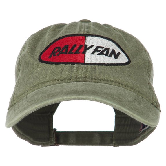 Rally Fan Race Badge Embroidered Washed Cap - Olive Green OSFM