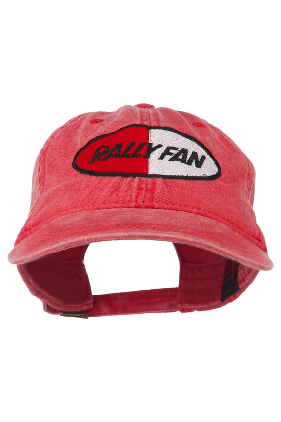 Rally Fan Race Badge Embroidered Washed Cap - Red OSFM