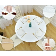 Rally Home Goods Indoor Outdoor Heavy Duty Premium Clear Transparent Round Fitted Vinyl Tablecloth, Elastic Edge, Waterproof Wipeable, Fine Table Plastic Protector of 36 - 42 Inch Diameter