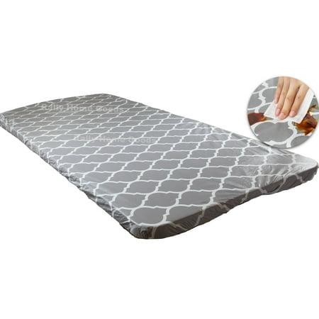 Rally Home Goods Outdoor Fitted Vinyl Rectangular Tablecloth with Flannel Backing for 6 FT Table (30 x 72''), Waterproof Wipeable Cover, Gray Trellis Pattern for Camping Parties Picnic