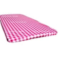 thumbnail image 1 of Rally Home Goods Outdoor Fitted Vinyl Rectangular Tablecloth with Flannel Backing for 6 FT Table (30 x 72''), Waterproof Wipeable Cover, Red/White Gingham Check Plastic for Camping Parties Picnic, 1 of 6