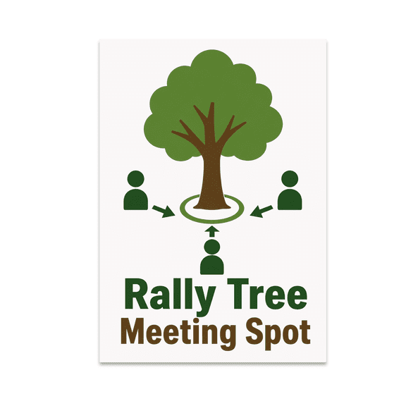 Rally Tree Meeting Spot Poster - Minimal Sign Decor - 13x19 Poster Print