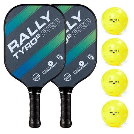 Rally Tyro 2 Pro Pickleball Paddle 2 Paddles / 4 Ball Bundle - Ocean Blue