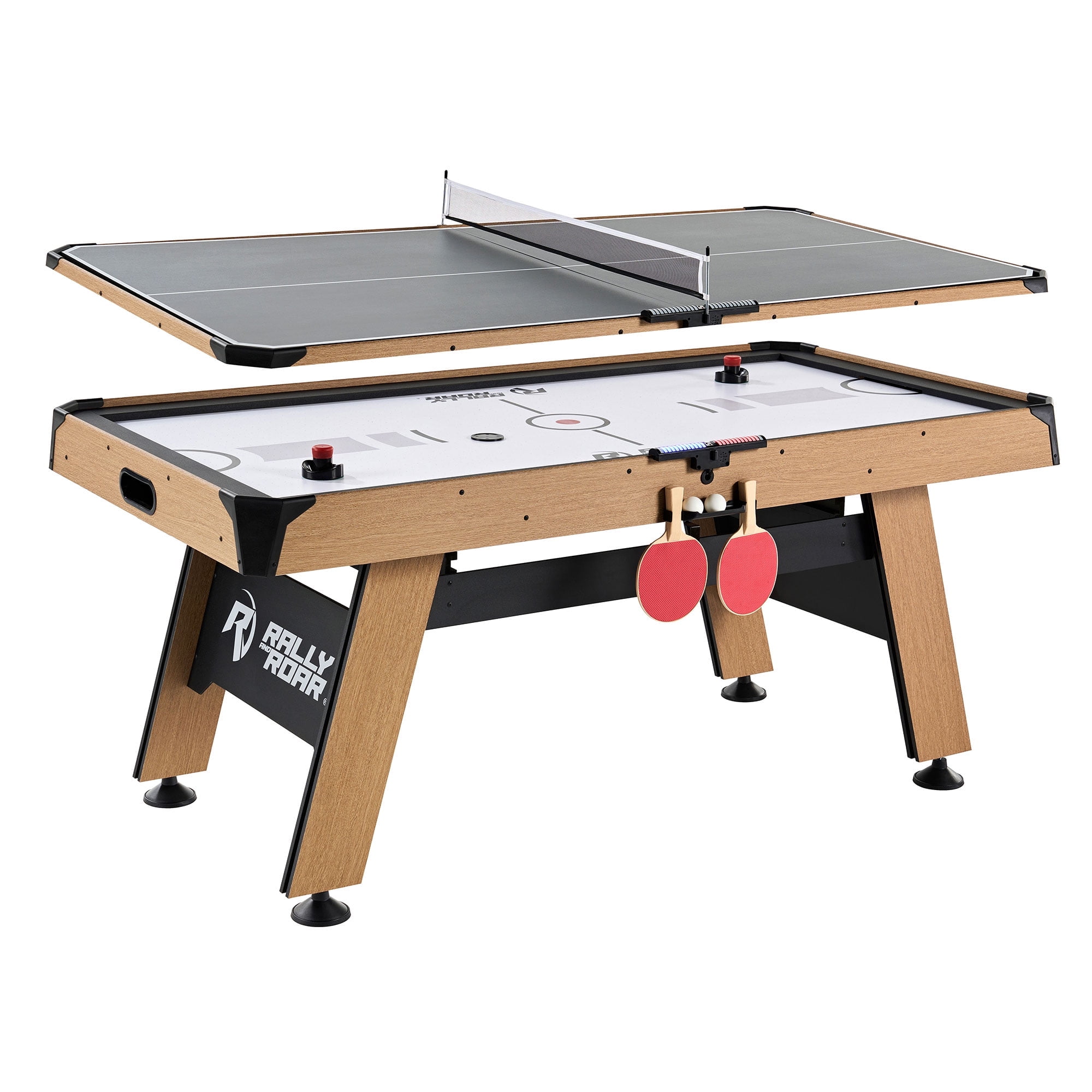 Rally and Roar 72 inch Air Hockey Table with LED Scorer & Table Tennis ...