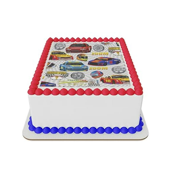 Rally cars Edible Icing Sheet cake topper for 1/4 Sheet cake or larger