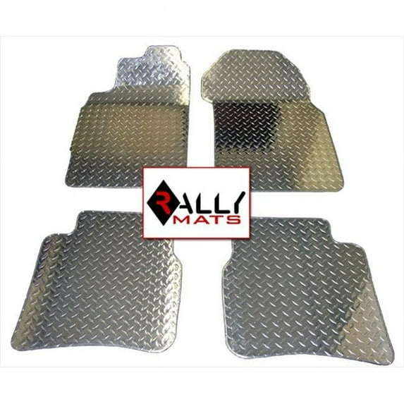 Rallymats 05-06 Pontiac GTO Diamond Plate Aluminum Metal Floor Mats 2PC Set