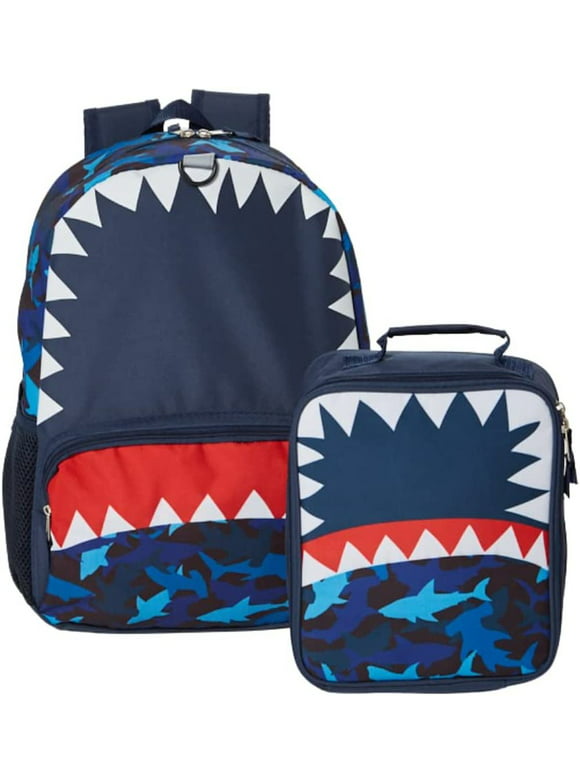 Ralme Boys Shark Backpack with Lunch Box 2 Piece Set 16 inch