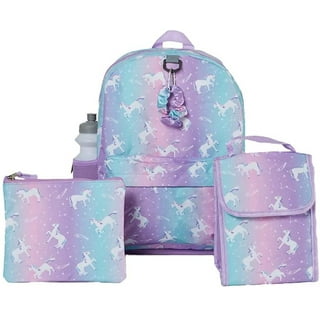 Wholesale Girl Bento Bag Pencil Case Backpack 3 Pieces Pink Rainbow Starry  Sky Student School Bag Set From m.