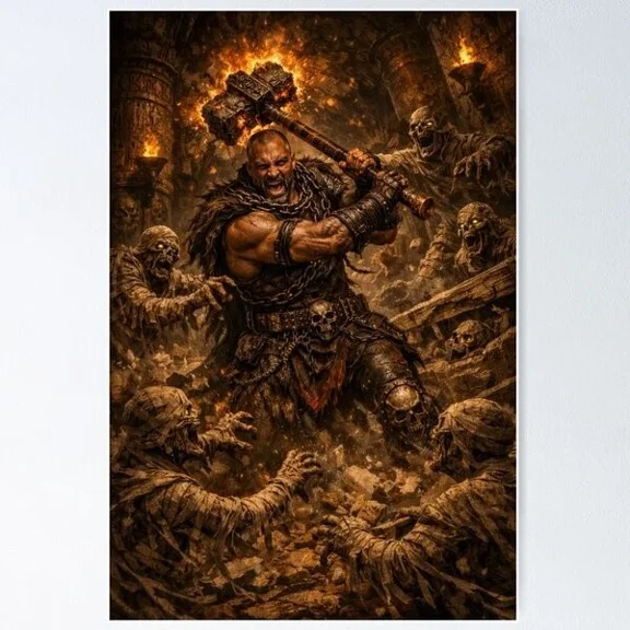 Ralo The Barbarian Tombbreaker Rage Poster Fantasy Warrior Wall Art Epic Home Decor Office Wall Art