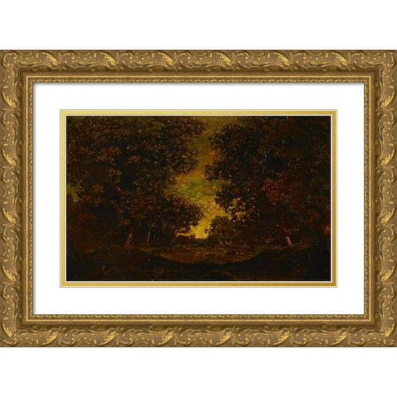 Ralph Albert Blakelock 14x11 Gold Ornate Wood Frame and Double Matted Museum Art Print Titled - Late Afternoon