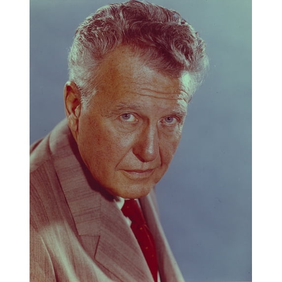 Ralph Bellamy in Formal Suit Close Up Portrait with Blue Background Photo Print (8 x 10)