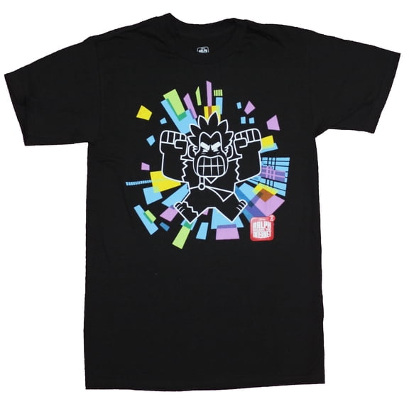 Ralph Breaks the Internet Mens T-Shirt - Angry Line Into Color Explosion (Large)