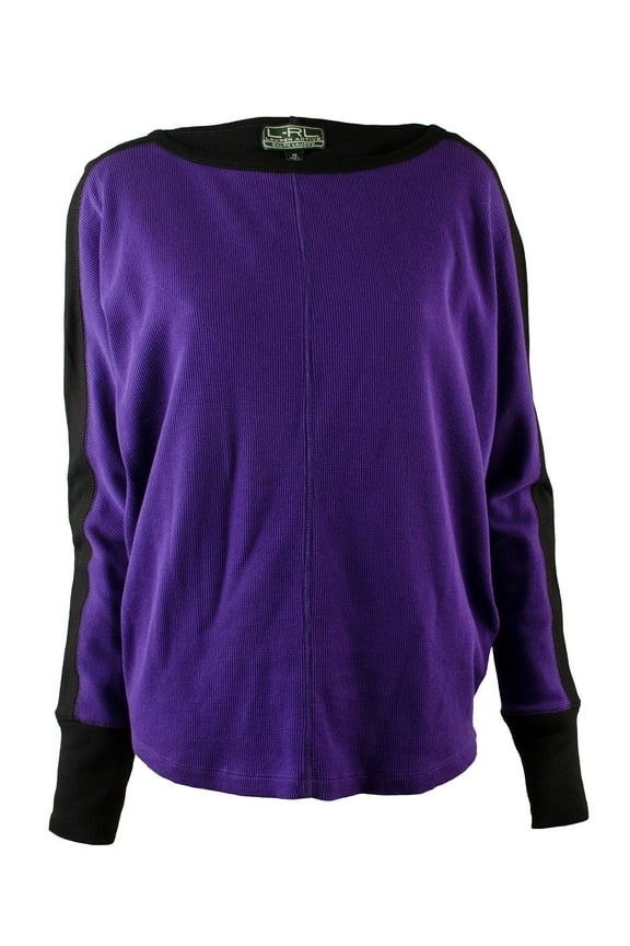 Ralph Lauen Women's Waffle-Knit Colorblocked Top PB XS