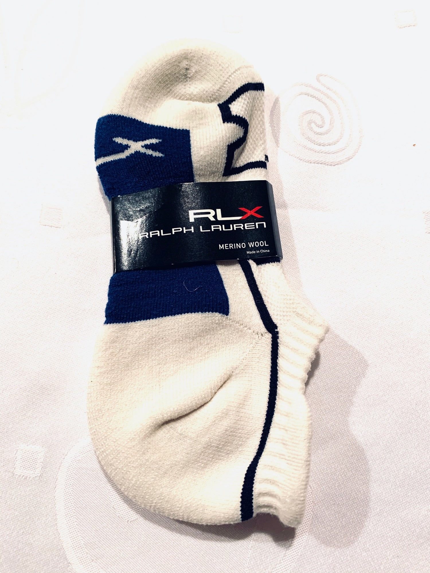 Ralph Lauren 1 Pair Merino Wool No Show Tab Socks, White