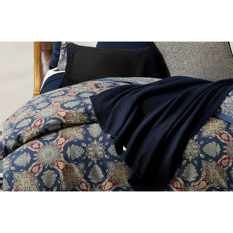Ralph Lauren Archer Foulard Full Queen Comforter Navy MU Msrp