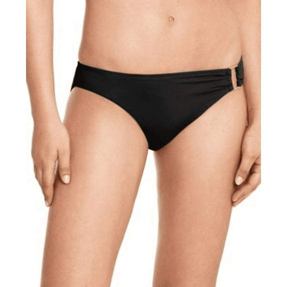 Ralph Lauren BLACK Beach Club Metallic-Ring Bikini Swim Bottom, US 16