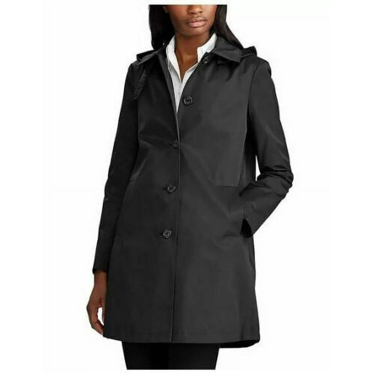 Ralph Lauren BLACK Hooded A-Line Raincoat Trench Coat Jacket Ralph Lauren BLACK Hooded A-Line Raincoat Trench Coat Jacket