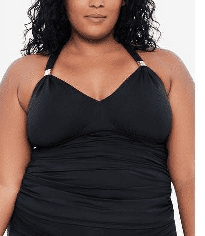 Lauren Ralph Lauren Women's Plus Size Beach Club Tankini Top Black