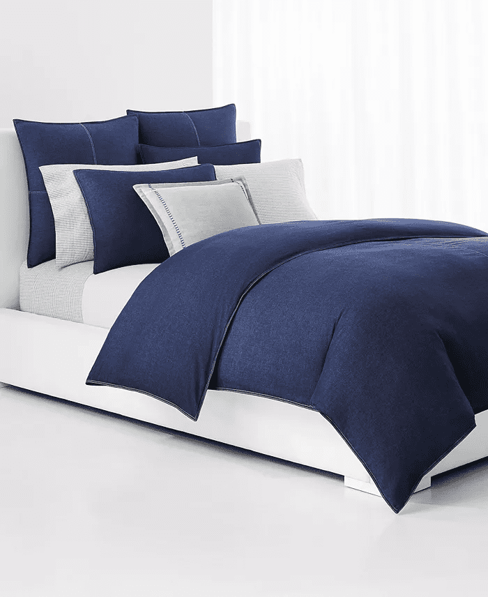 Ralph Lauren Queen size 布団 Ralph Lauren Spencer 300TC Cotton Sateen Border Navy Queen