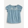 thumbnail image 1 of Ralph Lauren BLUE Girl's Embroidery Chambray Top, US 6X, 1 of 3