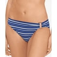 thumbnail image 1 of Ralph Lauren BLUE/WHITE Striped Side-Ring Hipster Bikini Swim Bottom, US 14, 1 of 4