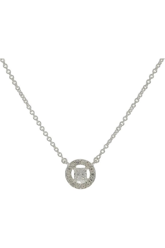Ralph Lauren Baguette Stone Silver/Crystal Pendant Necklace
