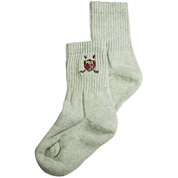 Ralph Lauren Big Boys Crew Sock with Golf Applique 37063-Medium (grey)