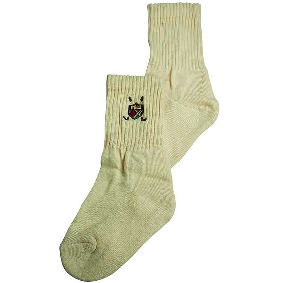 Ralph Lauren Big Boys Crew Sock with Golf Applique 37065-Medium (natural)