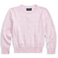 thumbnail image 1 of Ralph Lauren CARMEL PINK Girl's Knit-Heart Cotton Cardigan, US 5, 1 of 1