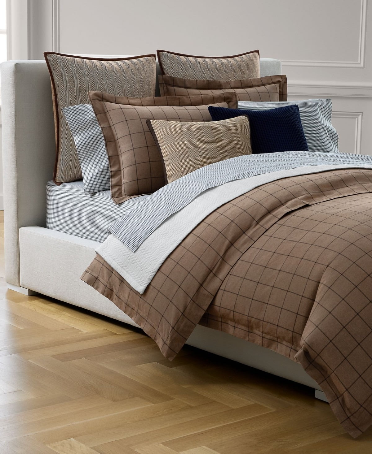 Ralph Lauren CINNAMON Ledger Plaid 3-Pc. Duvet Cover Set, US King