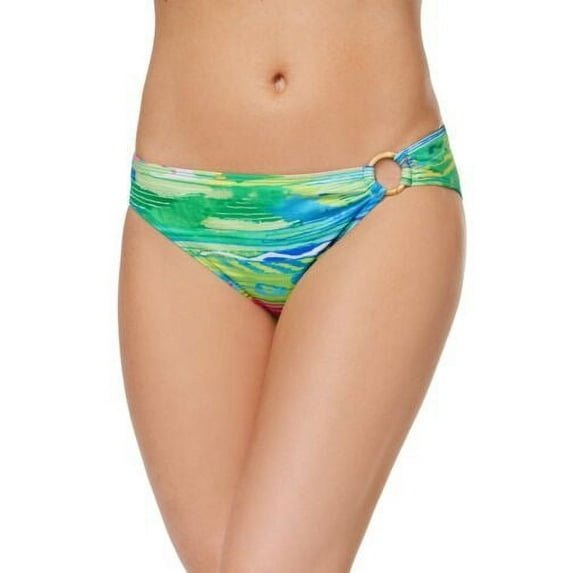 Ralph Lauren CORAL/MULTI Ikat Print Side Ring Hipster Bikini Swim Bottom, US 8