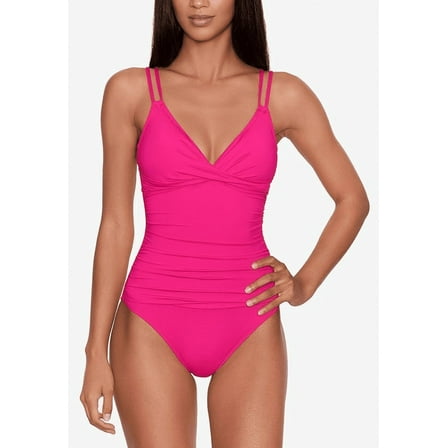 Lauren Ralph Lauren Women's Double Strap One Piece Swimsuit  (10, Pink)