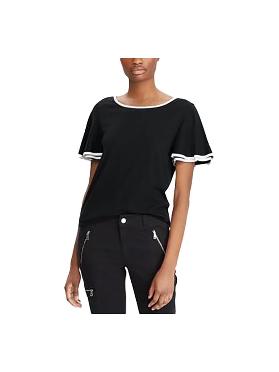 Ralph Lauren Flutter-Sleeve Top-Black S