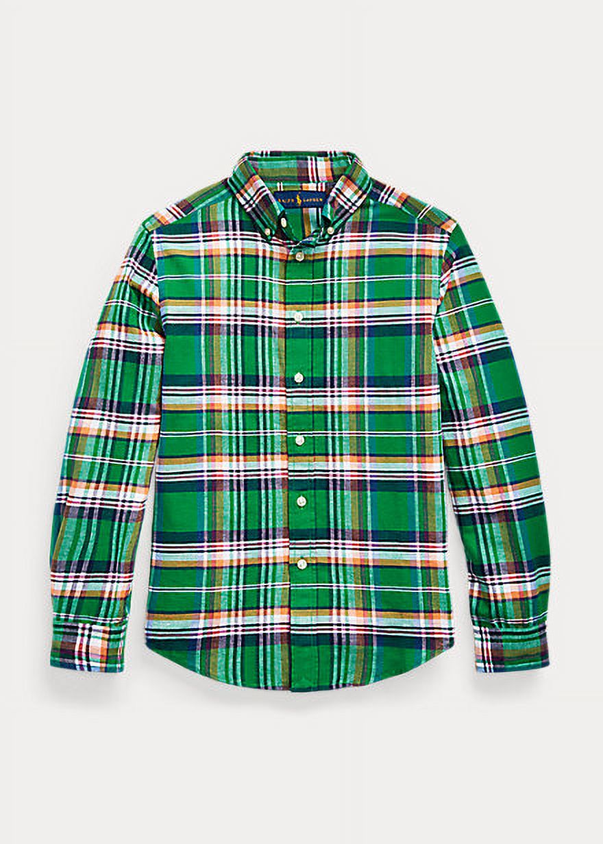 Ralph Lauren GREEN/ORANGE MULTI Men's Plaid Cotton-Linen Shirt, US X-Large - image 1 of 1