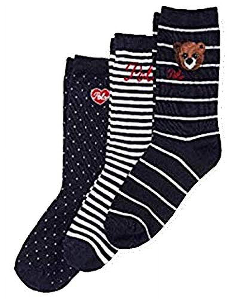 Ralph Lauren Girl's Polo Bear Sock 3-Pck Sz 8-9.5/13-3 (Shoe Size) Gift Box