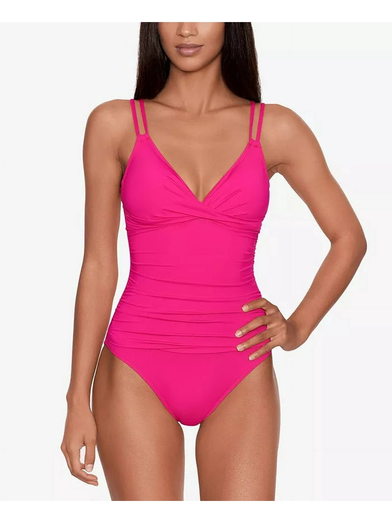 Ralph Lauren Hot Pink Double Strap Tummy Control Swimsuit, US