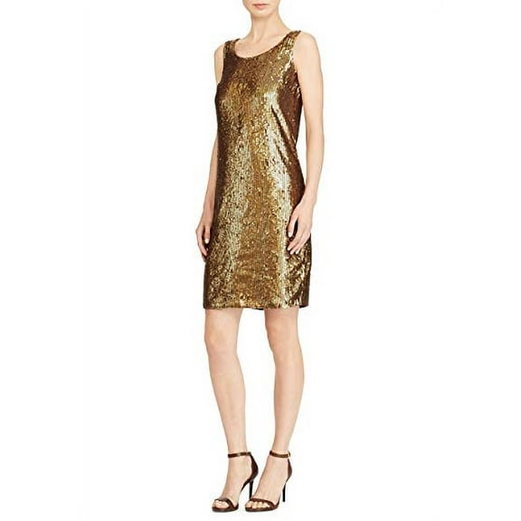 Ralph Lauren Lauren Sequined Shift Dress, Copper (0)